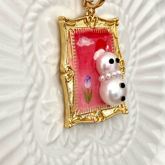 P4-Handmade Freshwater Pearl Snowman Detachable Pendant - Picture 3 of 4